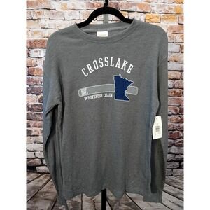 Men's Gray Long Sleeve Waffle Thermal Shirt Size S Crosslake Whitefish Chain